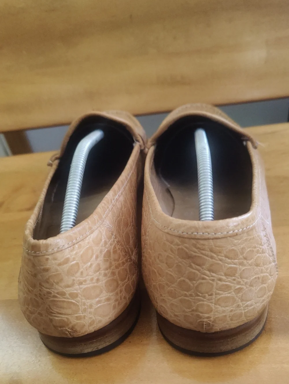 Vintage 90s Christian Dior Croc Embossed Loafer Tan Size 13 Made In Italy COA